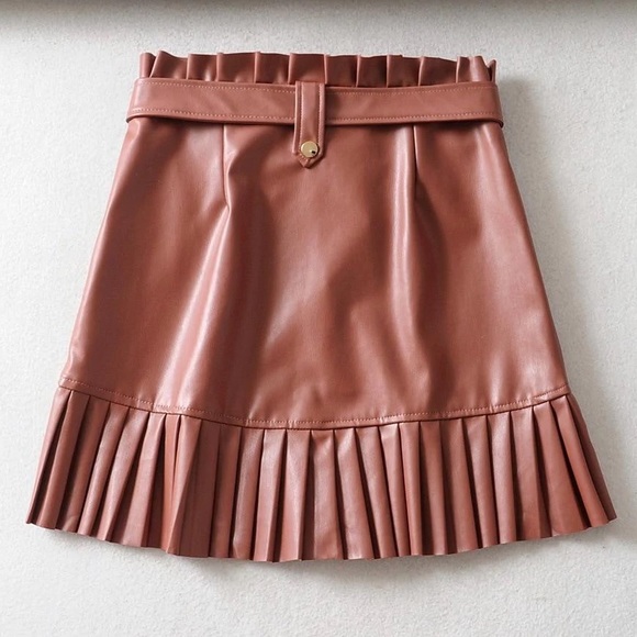 Leather Pleated Skirt - Picture 5 of 6